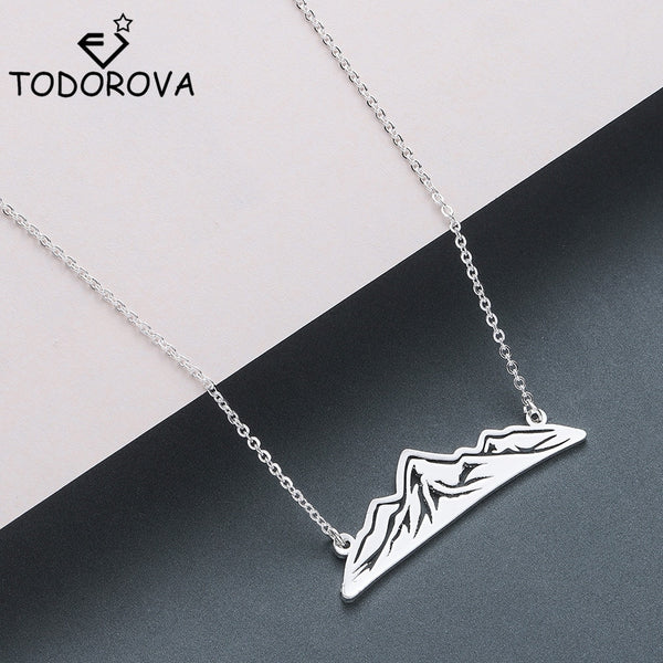 Todorova Minimalist Snowy Mountain Necklaces for Women Hiking Outdoor Mountain Range Pendant Necklace Stainless Steel Jewelry