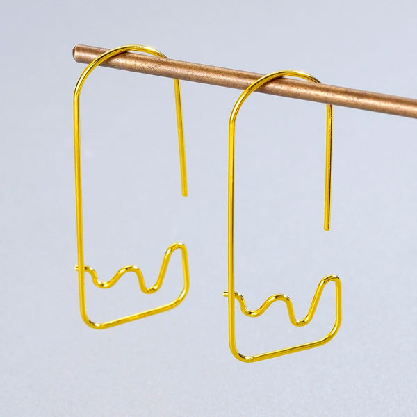 CHENGXUN Special Geometric Hoop Earrings for Women Fashion Exaggerate Charm Earth Mountain Range Fashion Gift