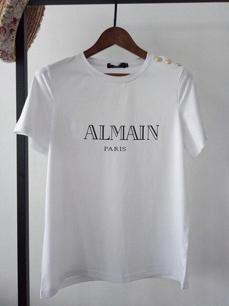 تي شيرت نسائي صيفي جديد 2020 تي شيرت قطني مطبوع عليه حروف تي شيرت نسائي ماركة تشيرتات غير رسمية فضفاضة تي شيرت علوي