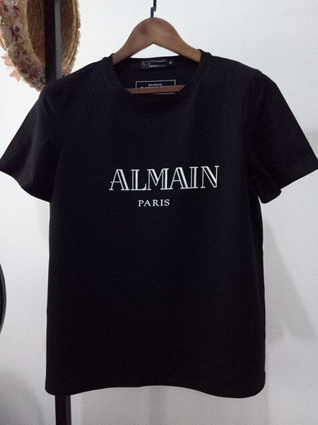 تي شيرت نسائي صيفي جديد 2020 تي شيرت قطني مطبوع عليه حروف تي شيرت نسائي ماركة تشيرتات غير رسمية فضفاضة تي شيرت علوي