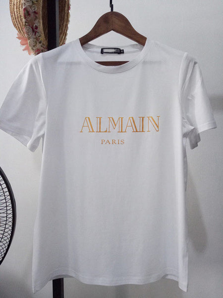 تي شيرت نسائي صيفي جديد 2020 تي شيرت قطني مطبوع عليه حروف تي شيرت نسائي ماركة تشيرتات غير رسمية فضفاضة تي شيرت علوي